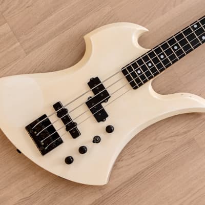 1990s BC Rich Mockingbird PJ Medium Scale Electric Bass Guitar White Japan image 1