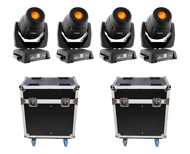 4x CHAUVET DJ Intimidator Spot 355Z IRC Flight Cases