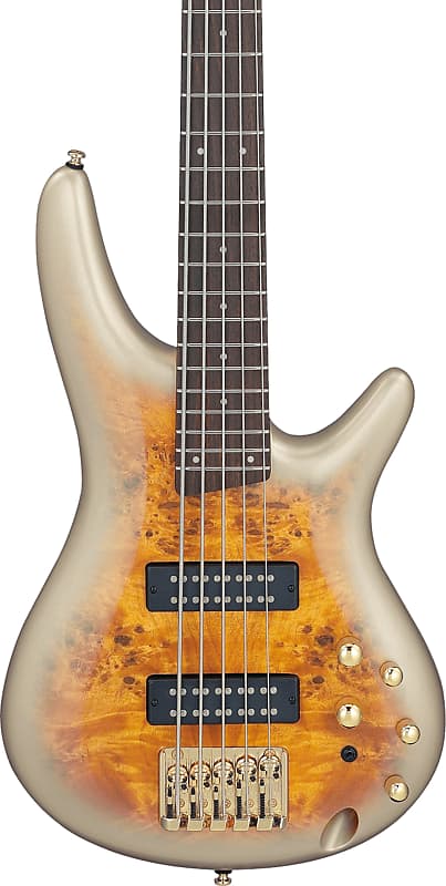 Ibanez SR405EDX 5-String Poplar Burl Bass, Jatoba FB, Mars Gold Metallic Burst image 1