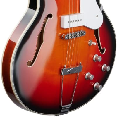 Vox Bobcat V90 Semi-hollowbody Electric Guitar (with Case), Sunburst image 8