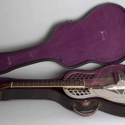 National  Style 1 Tricone Roundneck Resophonic Guitar (1935), ser. #S-5773, original black hard shell case. image 10