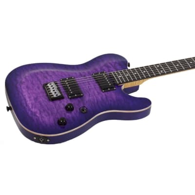Schecter PT Classic 6-String Right-Handed Electric Guitar with Mahogany Semi-Hollow Body and Ebony Fretboard (Purple Burst) image 3
