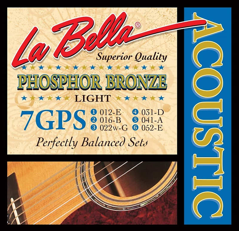 La Bella 7GPS 12-52, Acoustic Guitar Strings - Light image 1
