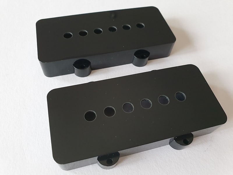 Jazzmaster guitar 62 and 65 RI pickup covers black set fits Fender image 1