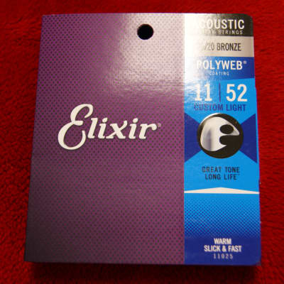 Elixir 11025 polyweb 11-52 acoustic guitar strings custom light image 1