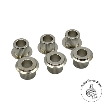 Gotoh Screw-in To Press-in Tuner Adapter Bushings, Flanged (6 pcs) - Nickel for sale