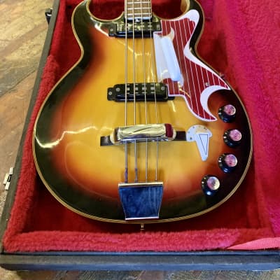 EKO Florentine Hollow body Bass guitar c 1960’s Sunburst original vintage Italy Vox image 3