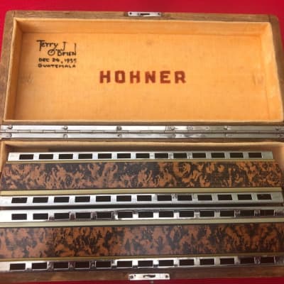 Rare Hohner SN265 Early 1900's Chromatica Double Base Harmonica in Original Box image 1