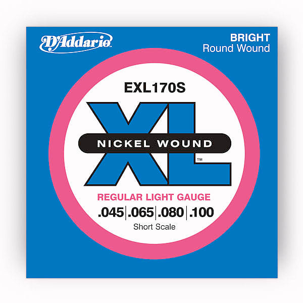 D'Addario EXL170S Short Scale Nickel Bright Round Wound Electric Bass Strings image 1