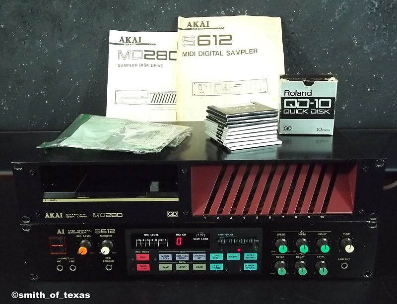 Akai S612 Midi Digital Sampler & MD 280 Disk Drive w/ Manuals & Disks image 1