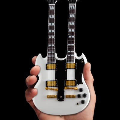 Gibson SG EDS-1275 Doubleneck White Handcrafted 1:4 Scale Mini Guitar Model image 2