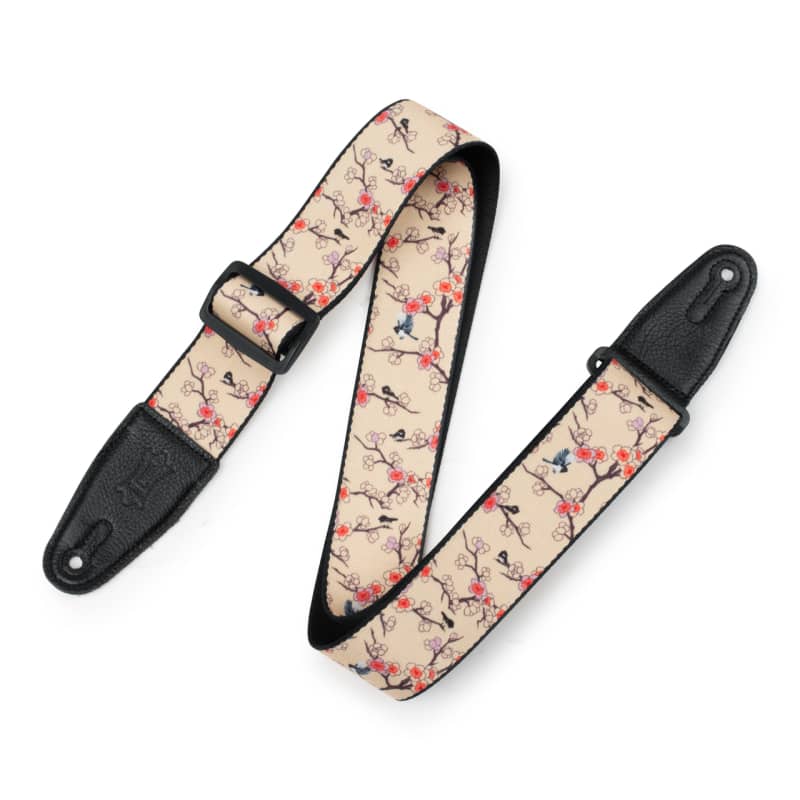 Levy's Polyester Guitar Strap (Black and Grey Skulls)
