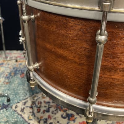 Ludwig & Ludwig 1932 - 14x6.5" No. 242. "Super Ludwig" Solid Walnut Shell Snare Drum, (Restored) 70's Throw-Off image 5