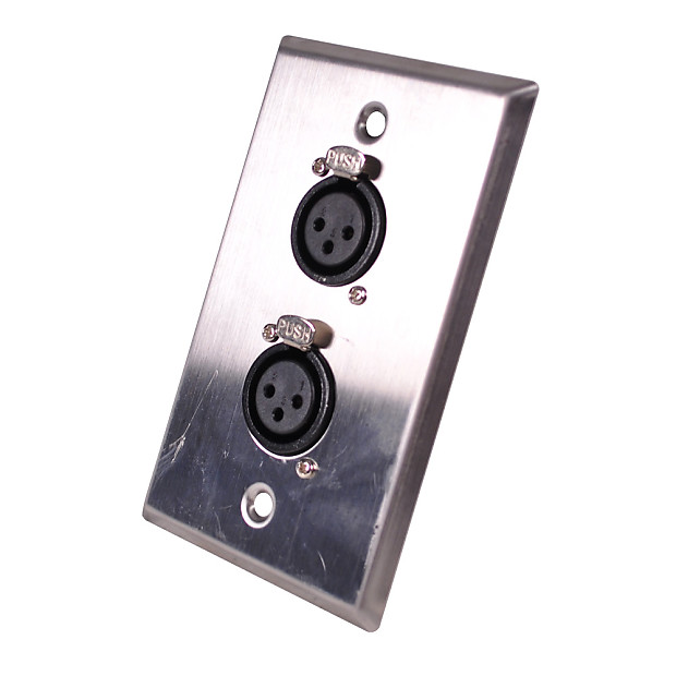 Seismic Audio SA-PLATE42 Stainless Steel Wall Plate w/ Dual XLR Female Connectors image 1