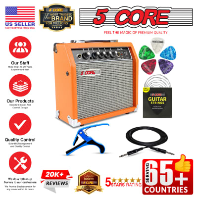 5 Core Guitar Amplifier 20 Watt Portable Mini Electric and Acoustic Bass Amp w Aux Input Volume Bass Treble Control  GA 20 ORG image 17
