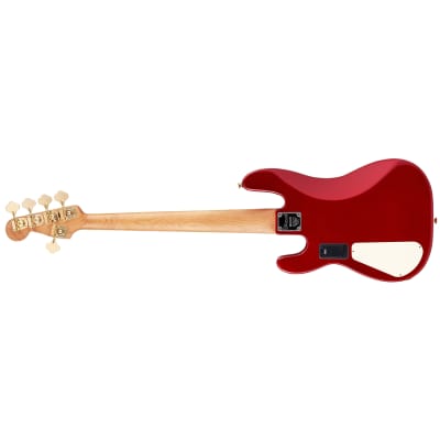 Charvel Pro-Mod San Dimas Bass JJ V Guitar, Caramelized Maple, Candy Apple Red image 3