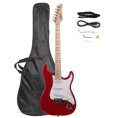 Glarry GST Maple Fingerboard Electric Guitar Red Guitar + Bag + Accessories for sale