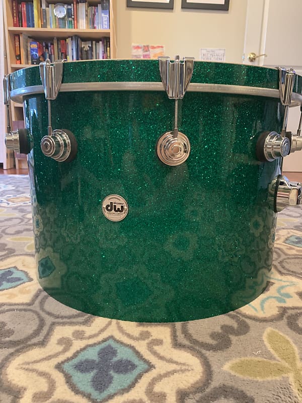 DW 23" Gong Bass Drum 20092010 Green Glass Glitter Reverb