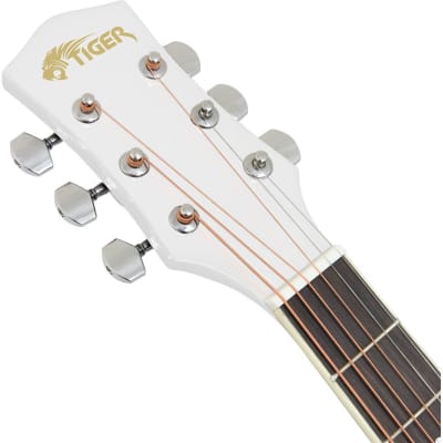 Tiger ACG4 Electro Acoustic Guitar for Beginners, White image 3