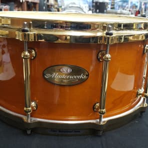 Pearl Masterworks Solid Maple 6.5x14 Snare Drum Amber Lacquer With