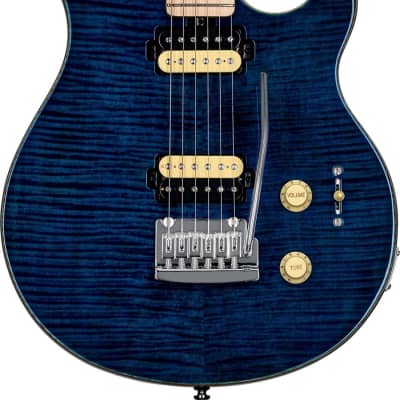 Sterling AX3FM Axis Flame Maple Top Electric Guitar, Neptune Blue image 1