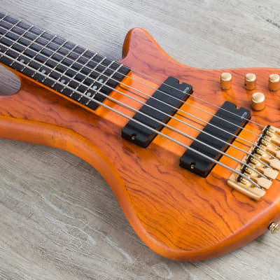 Schecter Guitar Research Stiletto Studio 6-String Electric Bass Guitar - Honey Satin image 2