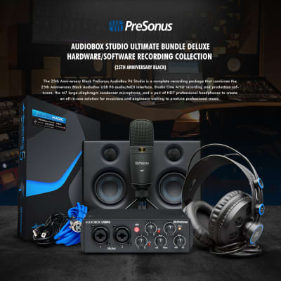 PreSonus AudioBox 96 Studio Complete with Studio One Artist and Studio Magic Recording (25th Anniversary Black) Mac and Windows Compatible with Microphone, Studio Monitors, Headphones and More in Bundle for Engineers, Musicians image 2