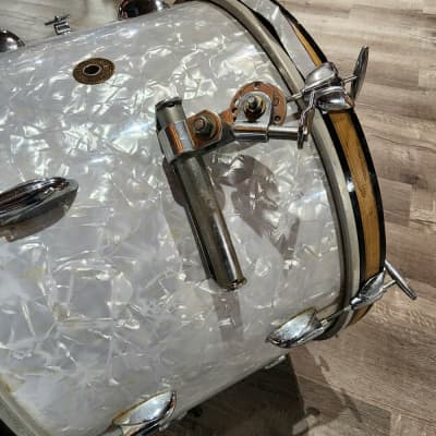 Used Vintage Gretsch Round Badge '60s 2pc Drum Set White Marine Pearl image 5