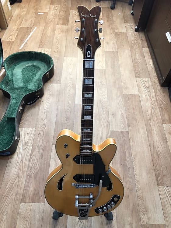 Rare 1959 Grimshaw SS semi electric guitar, blonde, fitted Bigsby,  short scale neck, dog ear P90's image 1