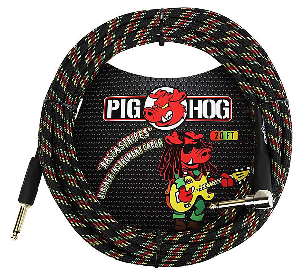 Pig Hog PCH20RAR 1/4" TS Straight to Right-Angle Instrument Cable - 20' image 1
