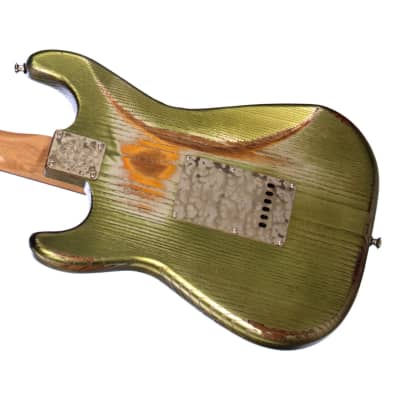 Paoletti Guitars Stratospheric Loft HSS - Distressed Firemist Lime - Ancient Reclaimed Chestnut Body, Hand Wound Pickups, Custom Boutique Electric - NEW! image 4