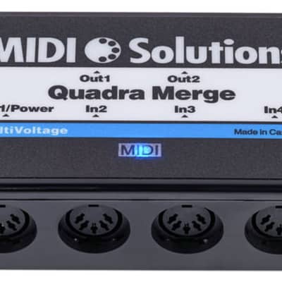 MIDI Solutions MultiVoltage Quadra Merge 4-in 1-out MIDI Merge Box image 1