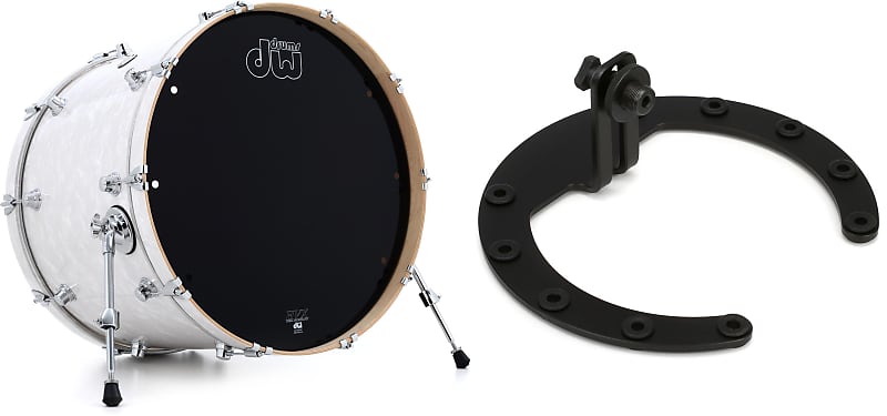 DW Performance Series Bass Drum - 18 x 24 inch - White Marine FinishPly  Bundle with Kelly Concepts The Kelly SHU Pro Bass Drum Microphone Shockmount Kit - Aluminum - Black Finish image 1