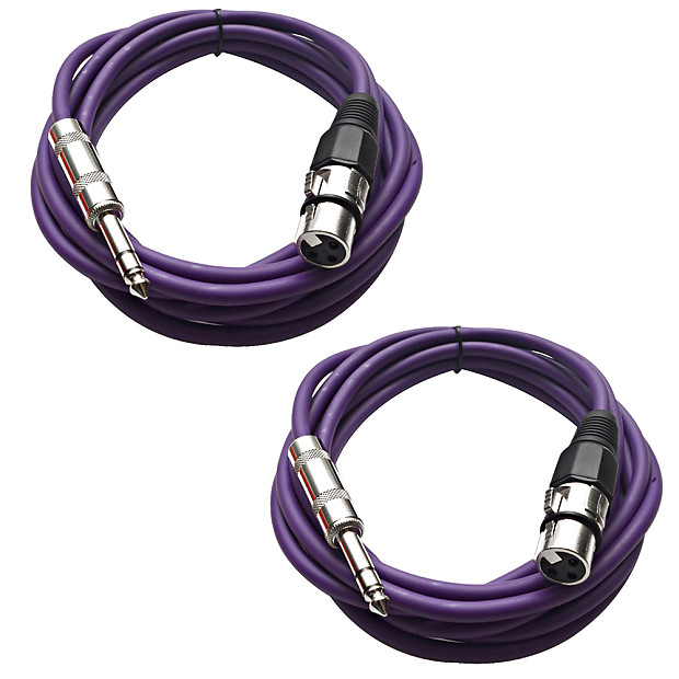 Seismic Audio SATRXL-F10-PURPLEPURPLE 1/4" TRS Male to XLR Female Patch Cables - 10' (2-Pack) image 1