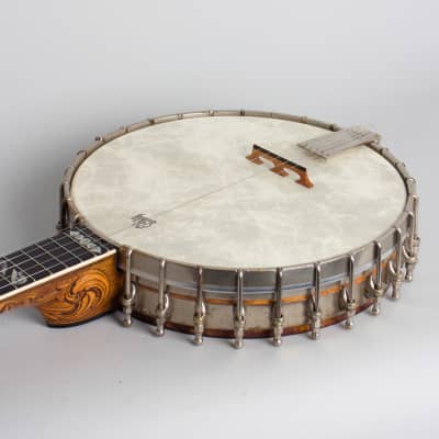 Fairbanks  Whyte Laydie # 7 Owned and Used by Otis Mitchell 5 String Banjo (1909), ser. #25729, genuine alligator hard shell case. image 6
