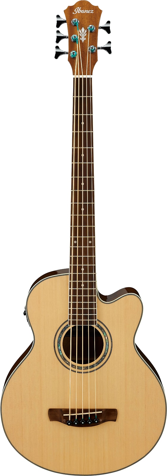 Ibanez AEB105E 5-String Acoustic Electric Bass Guitar Natural High Gloss