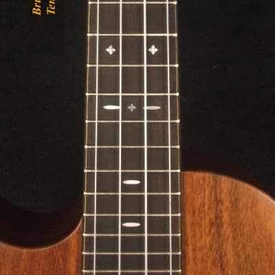 Bruce Wei Solid Acacia, Mahogany Left-handed ArchBack Tenor Ukulele, MOP Inlay UJ17-2599 image 7