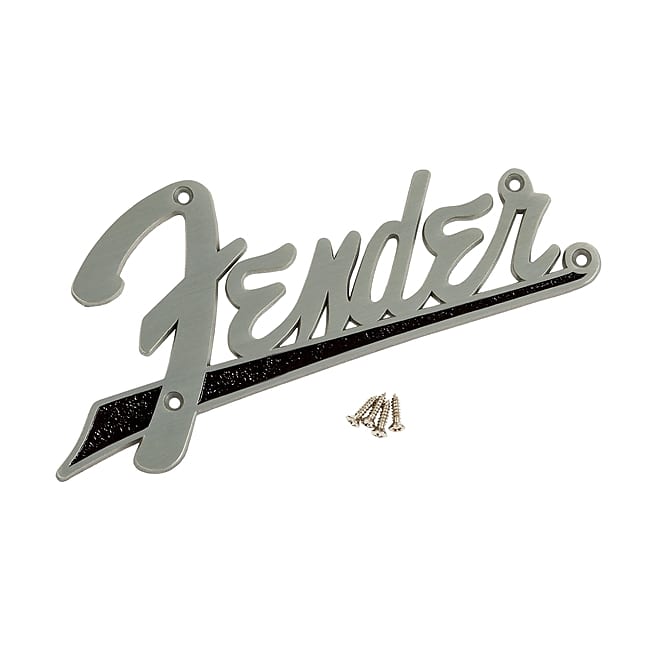 Genuine Fender Flat Amplifier Logo with Black Pebbled Underlining image 1