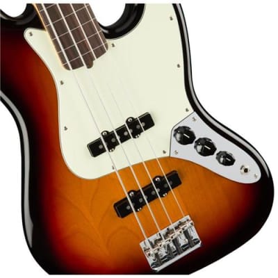 Fender American Professional Jazz Bass Fretless Guitar,  Slim C  Neck, Rosewood Fingerboard, Gloss Polyurethane, 3-Color Sunburst image 5