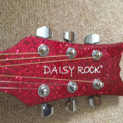 Daisy Rock  DR6205 Pixie Concert Acoustic Guitar  Pink Sparkle image 4