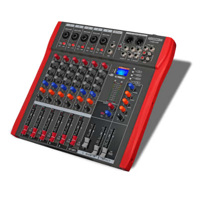 5 Core Audio Mixer DJ Equipment Digital Sound Board Karaoke XLR Mixers Professional 6 Channel Bluetooth USB w Effects for Recording Music Studio PC Podcast Instruments Consola De Sonido - MX 6CH image 1