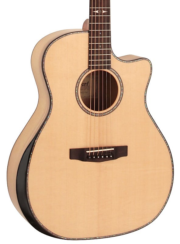 Cort GAMYBEVELNAT Grand Regal Acoustic Cutaway Guitar. Natural Glossy Arm Bevel image 1