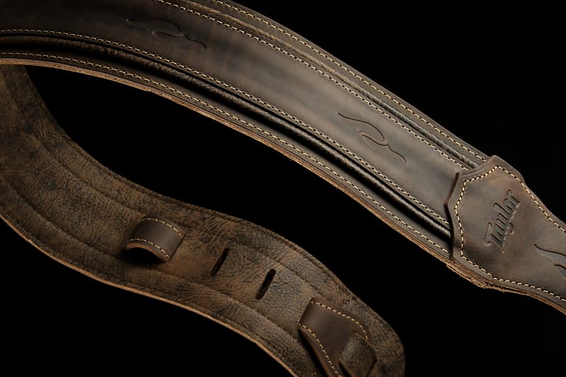 Taylor Element Distressed Leather Guitar Strap - Dark Brown