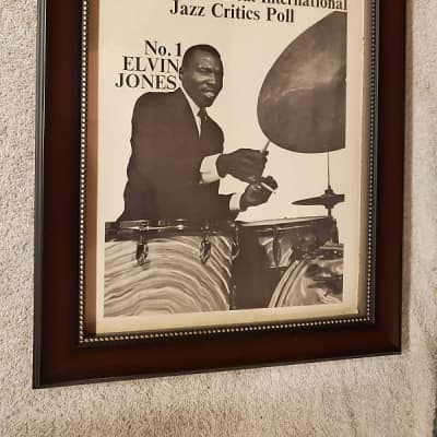 1966 Gretsch Drums Promotional Ad Framed Elvin Jones Jazz Critics Poll Winner 6 Years Original