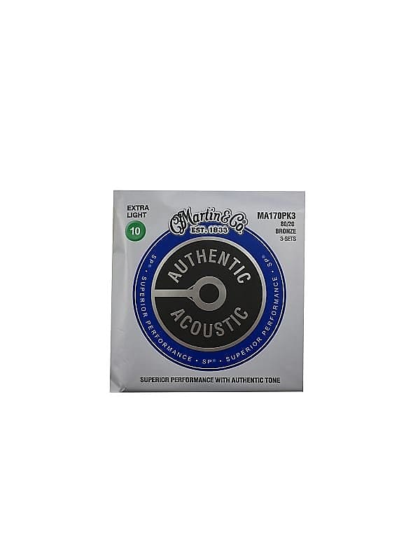 Martin Guitar Strings - 3-Pack - Acoustic - Extra Light - 80/20 Bronze MA170 image 1