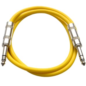 Seismic Audio SATRX-2YELLOW 1/4" TRS Patch Cables - 2' (2-Pack)