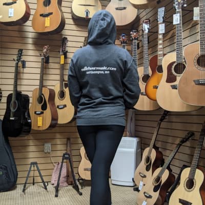 Mill River Music Zip Hoodie 1st Edition Main Logo Unisex Charcoal Heather Small image 7
