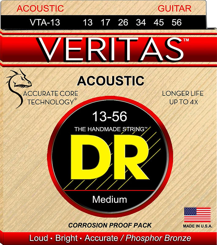 DR Veritas VTA-13 Phosphor Bronze Acoustic Guitar Strings 13-56 image 1