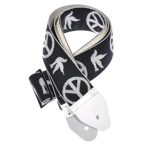 Souldier Guitar Strap - Black Neil Young Peace Dove (White Ends) image 3