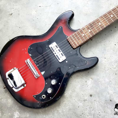Crestline / Teisco / Matsumoku MIJ Blackfoil Electric Guitar (1960s, Redburst) image 4
